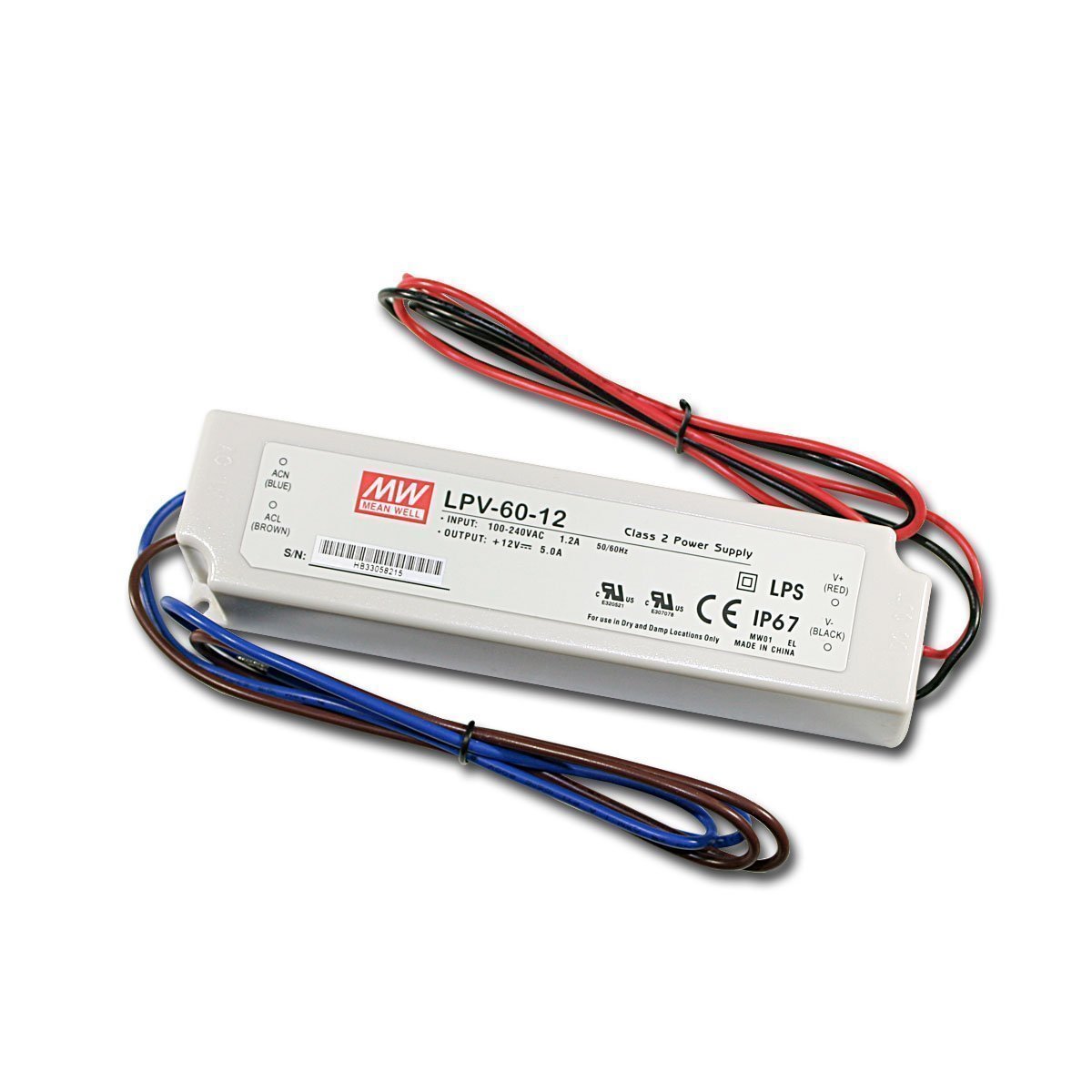 60W Mean Well Class 2 LED Power Supply (12VDC or 24VDC)